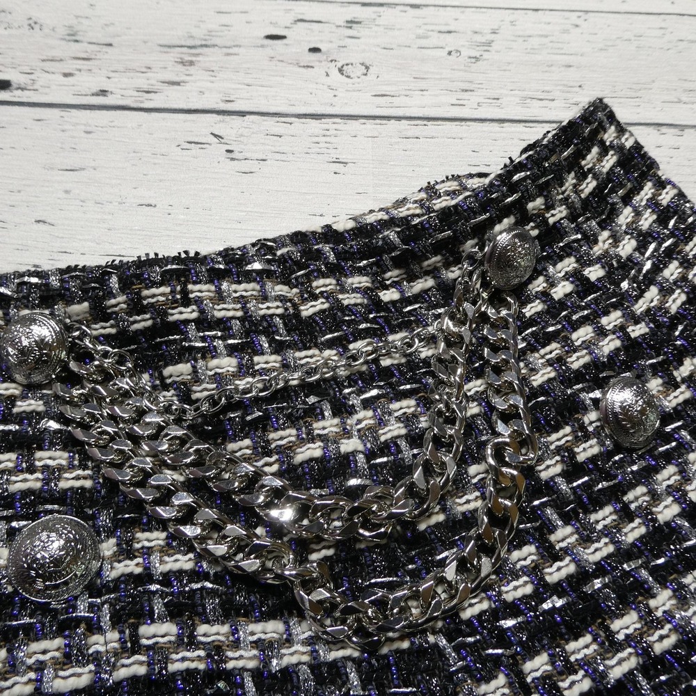 Ramy Brook Shorts Womens 14 Black Tweed Sailor Emerson Short Chain Detail - Picture 8 of 14